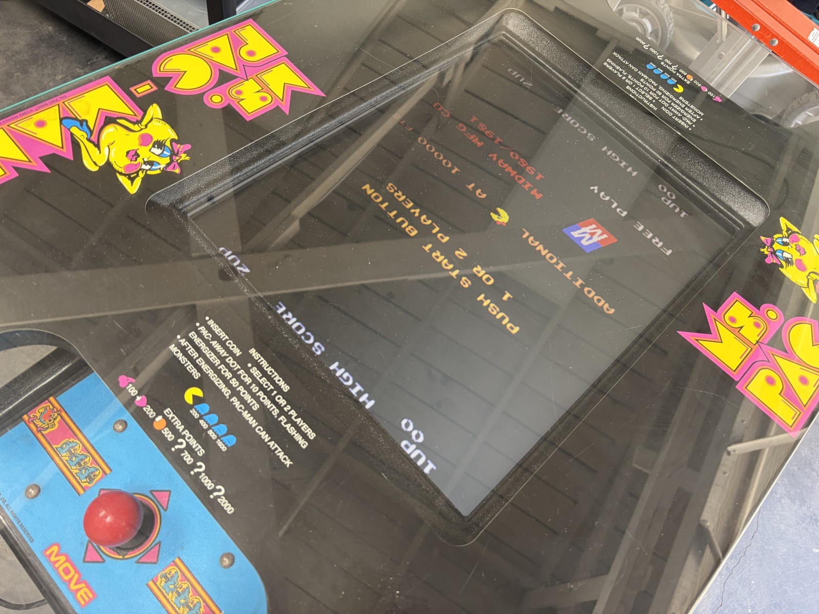 Ms Pacman Cocktail Table Video Arcade Game