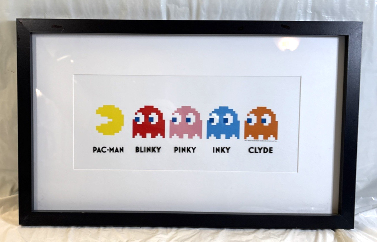 Pac Man Ghosts Artwork Picture And Frame Classic Vintage Look