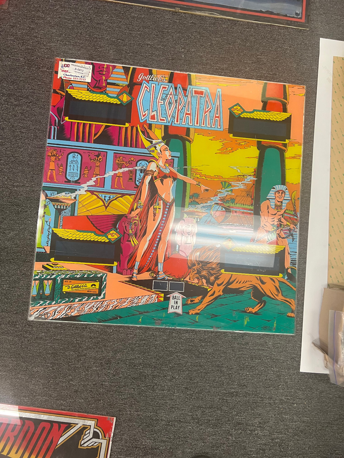 CLEOPATRA Pinball BACKGLASS by GOTTLIEB 1977