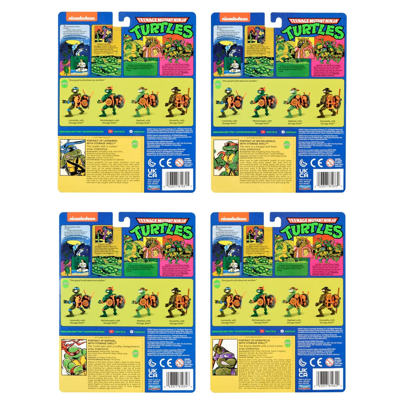 Teenage Mutant Ninja Turtles: Classic 4″ Turtles 4-Pack Figure Bundle by Play…