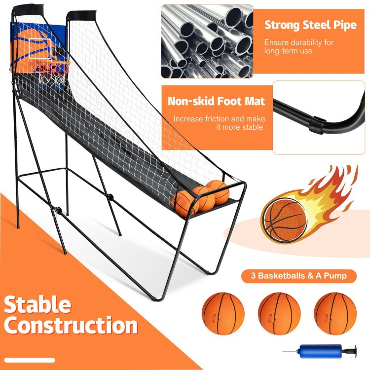 Foldable Single Shot Basketball Arcade Game with Electronic Scorer