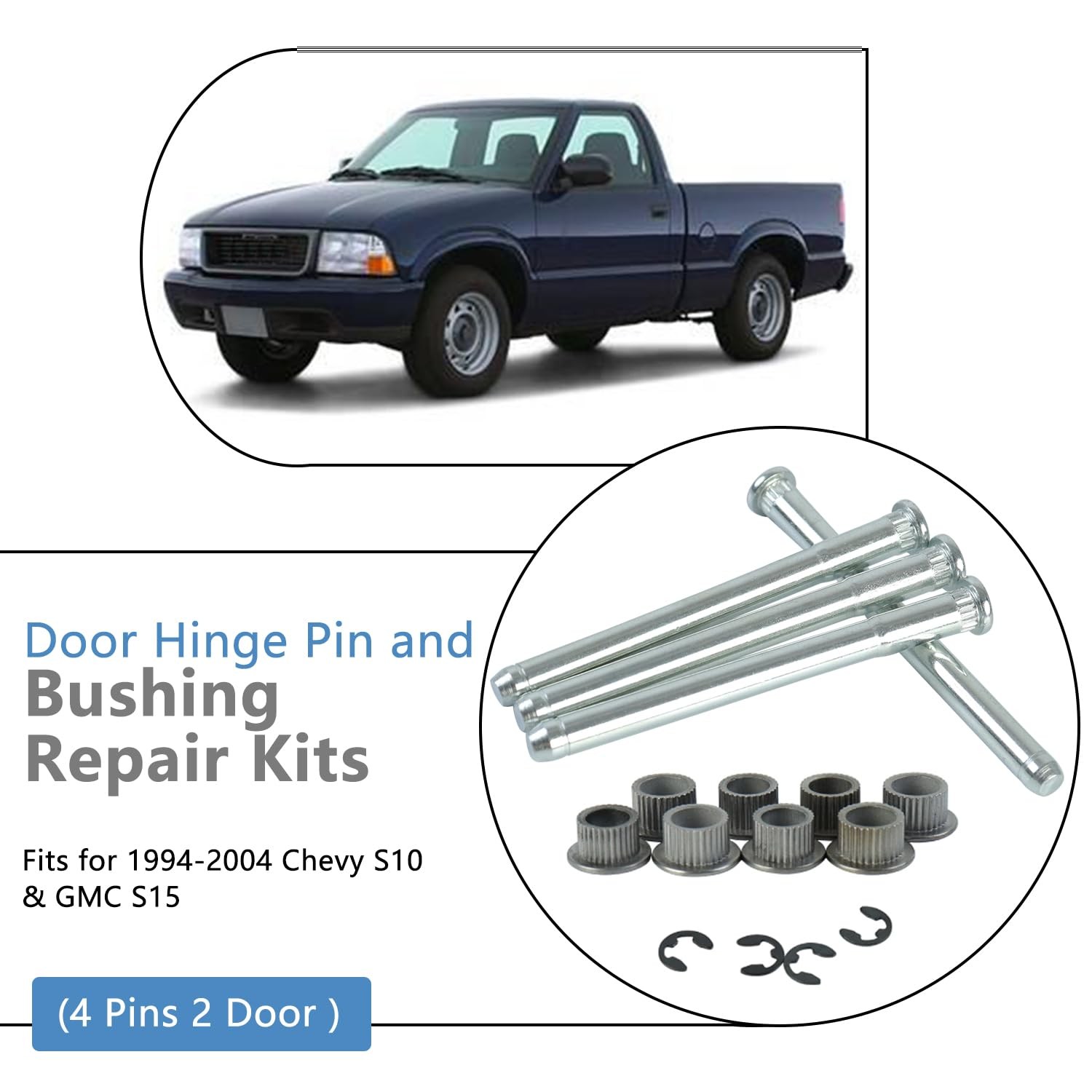 Door Hinge Pin and Bushing Kits Compatible with 1994-2004 Chevy S10 GMC Blazer G