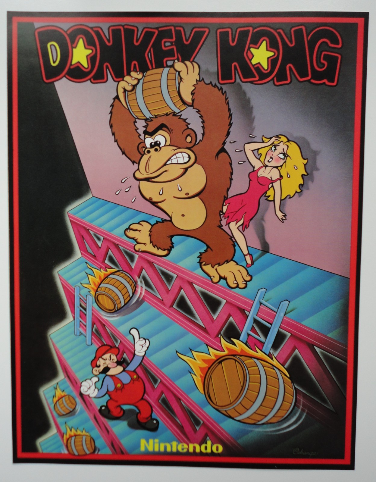 Original 1981 Nintendo Donkey Kong Arcade Flyer Near Mint Rare Mario Promo