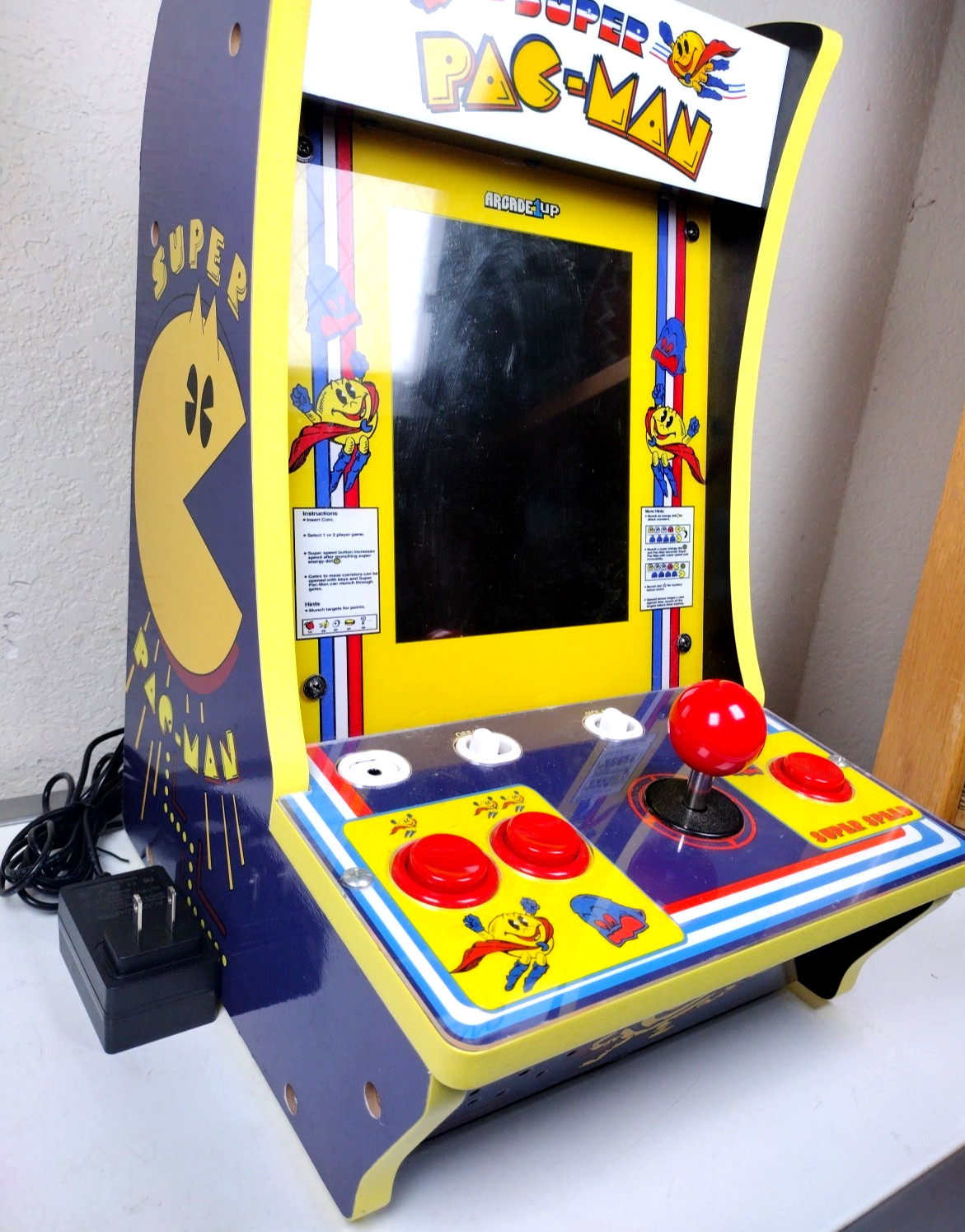 Super Pac-Man Tabletop Retro Arcade Game 4 Games in 1 Arcade-1-Up Works w Issue