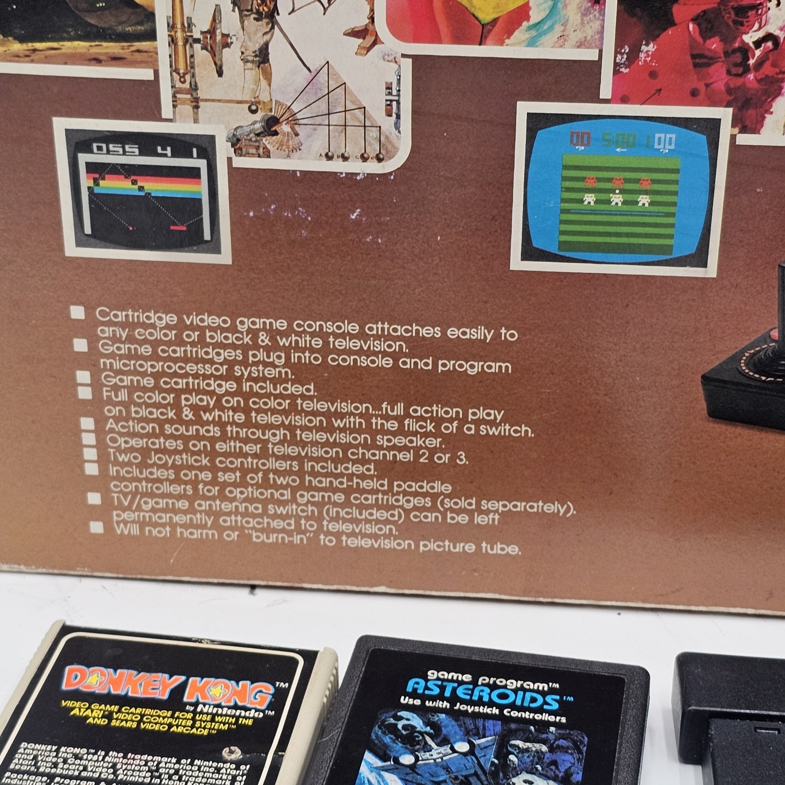 Sears Tele-Games Video Arcade Atari 2600 Box w/ 10 Game Cartridges