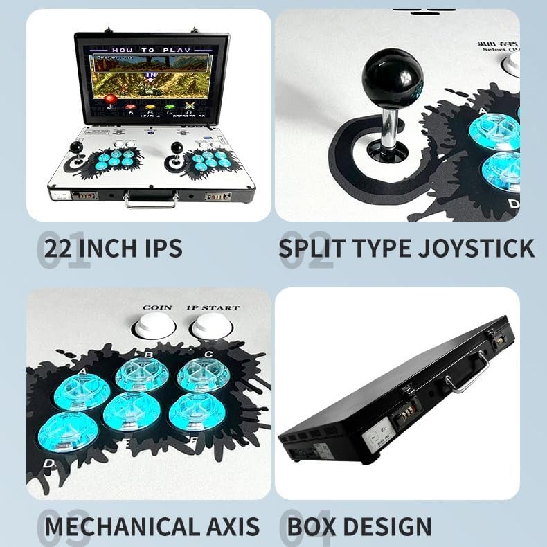 Portable 20000 in 1 Metal Box 3D Arcade Game Console 22 inch Screen Retro
