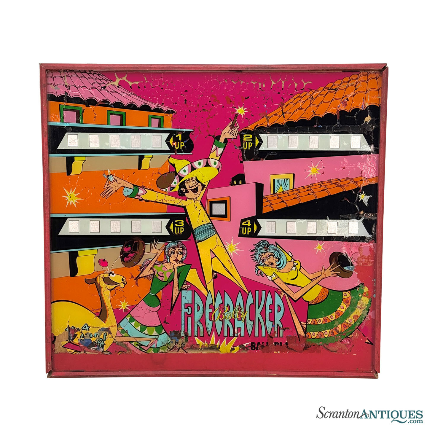 Mid-Century Pop Art Bally Firecracker Pinball Arcade Hanging Light Box
