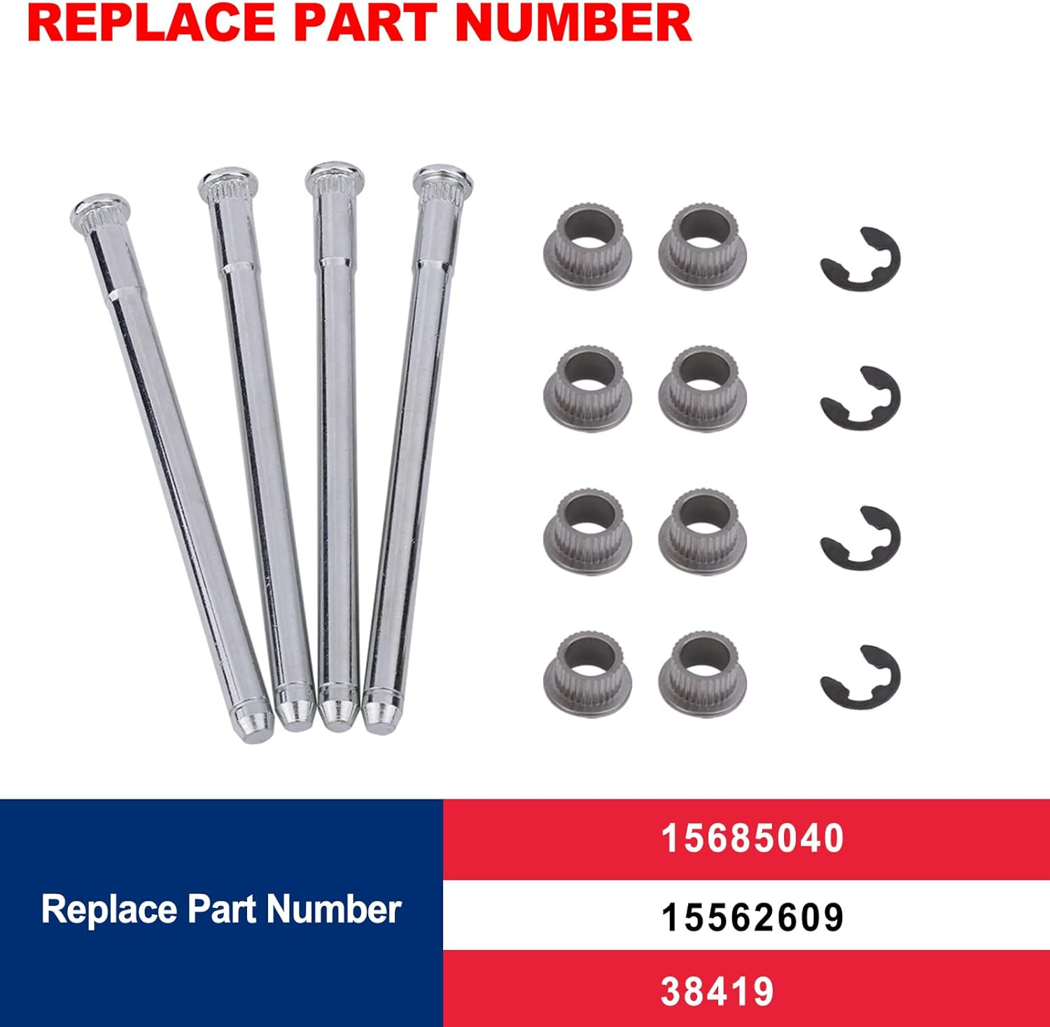 Door Hinge Pin and Bushing Repair Kits Replace# 15685040 15562609 38419 Fits for