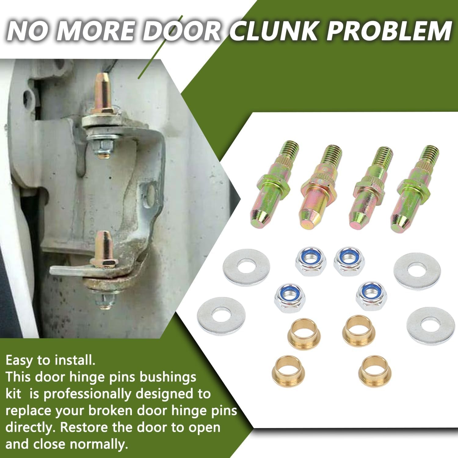 Door Hinge Pin and Bushing Repair Kits Compatible with Chevy GMC 1999-2007