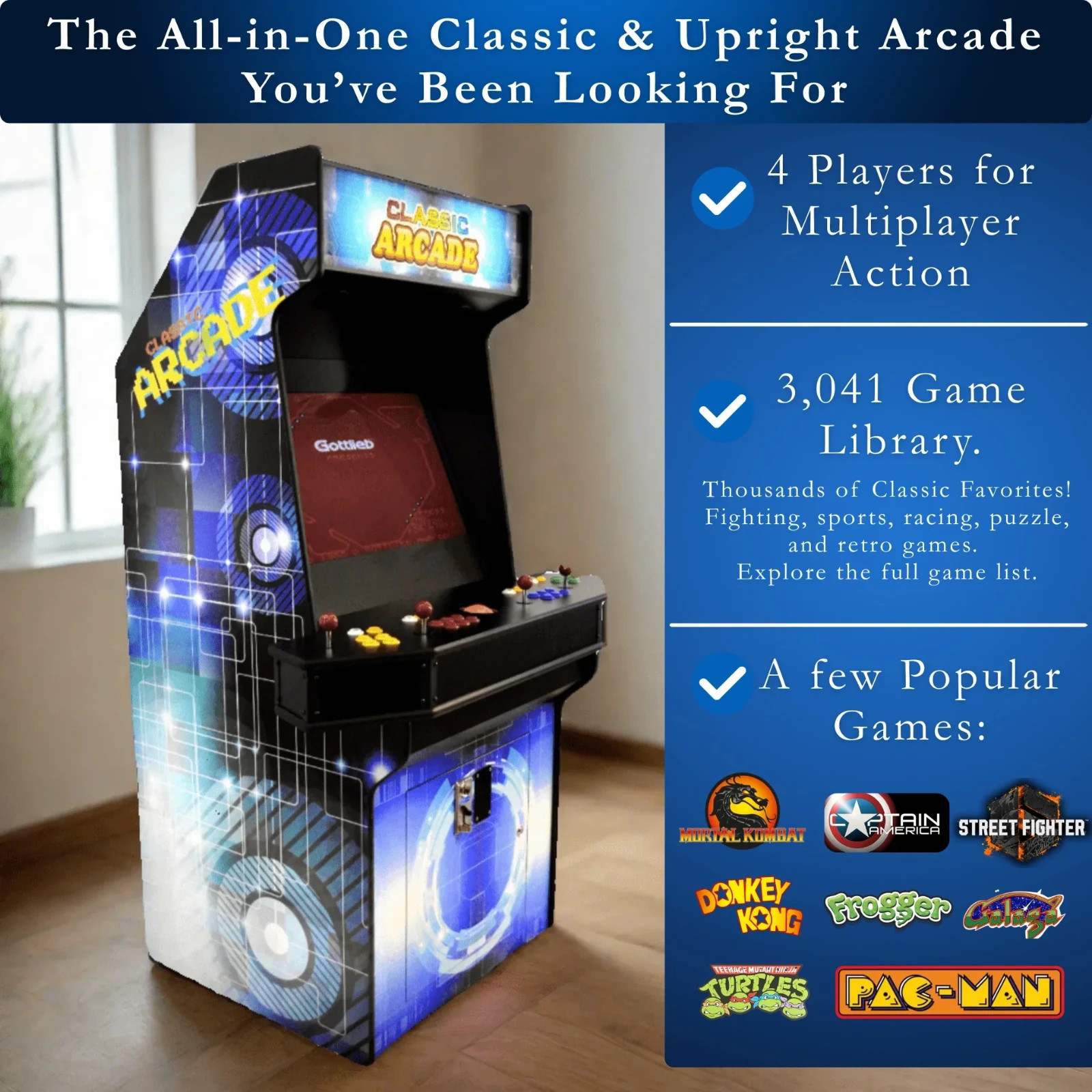 Home Arcade Machine for Sale – 4 Player Multi Game Arcade Cabinet w/3041 Games