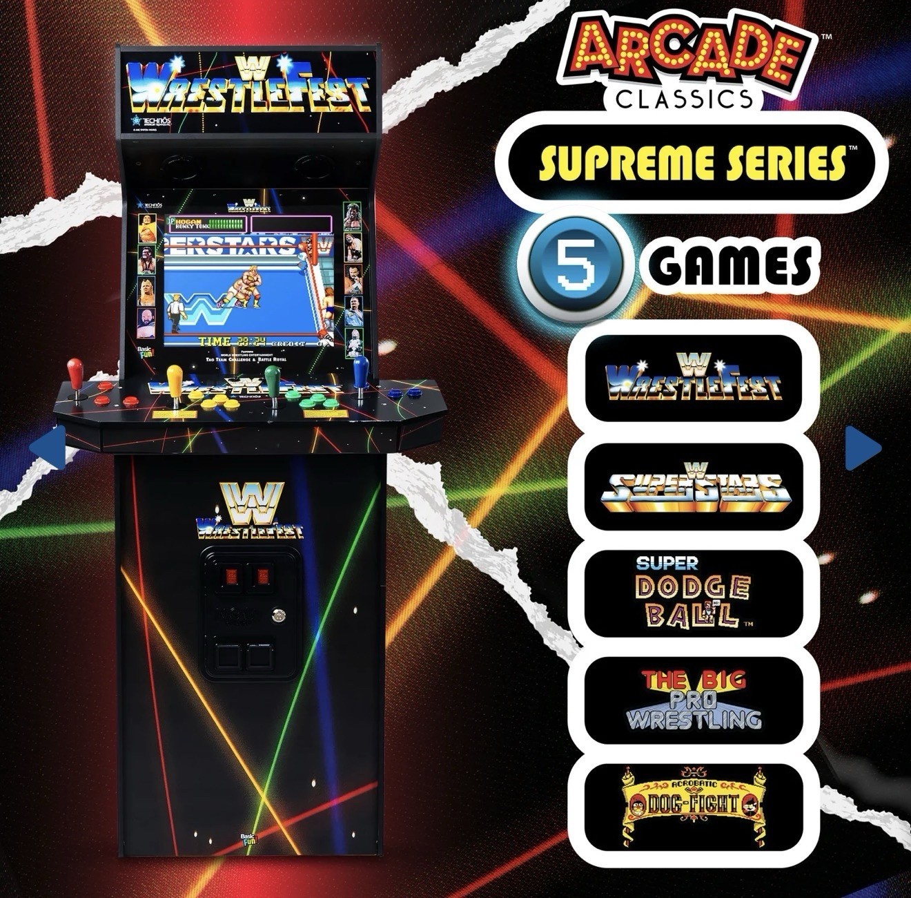 4 Player WWE Wrestlemania Supreme Series Premium Arcade Cabinet 5 Games Included