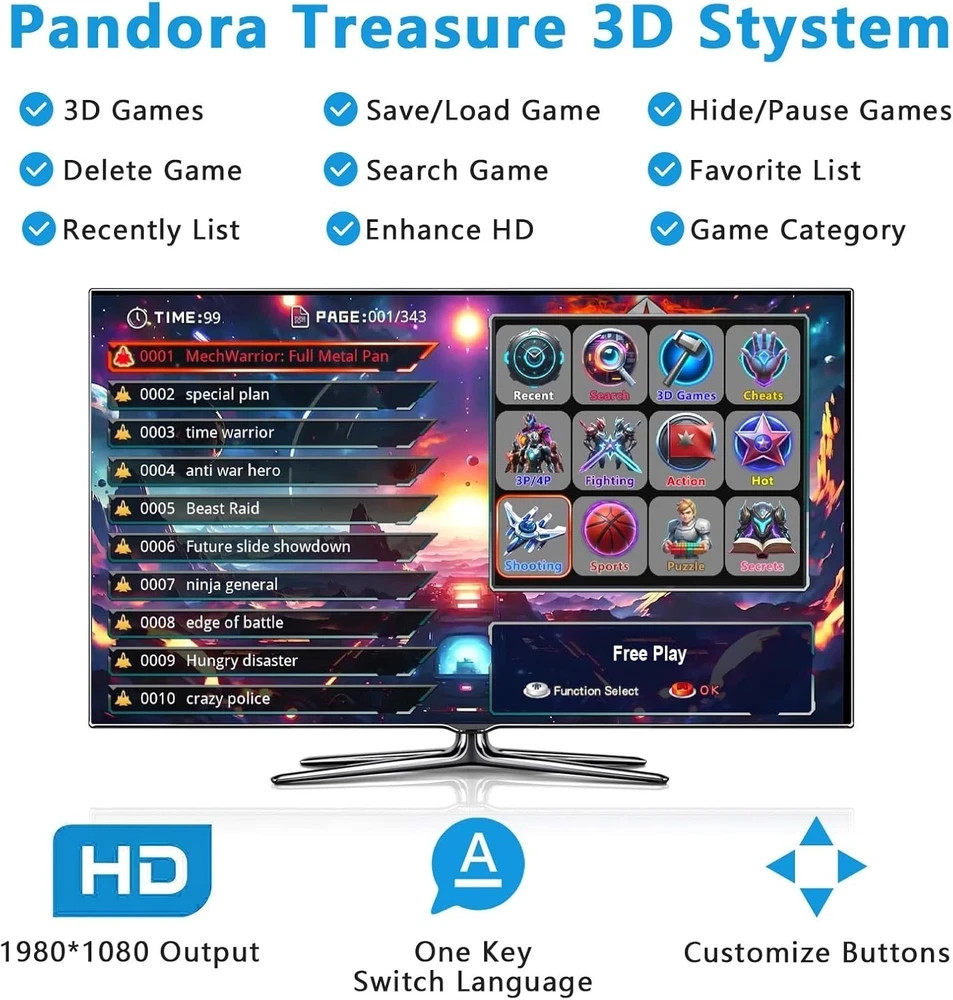 [32000 Game in 1] 78S Pandora Box Retro Games Arcade Game Console Two Separate
