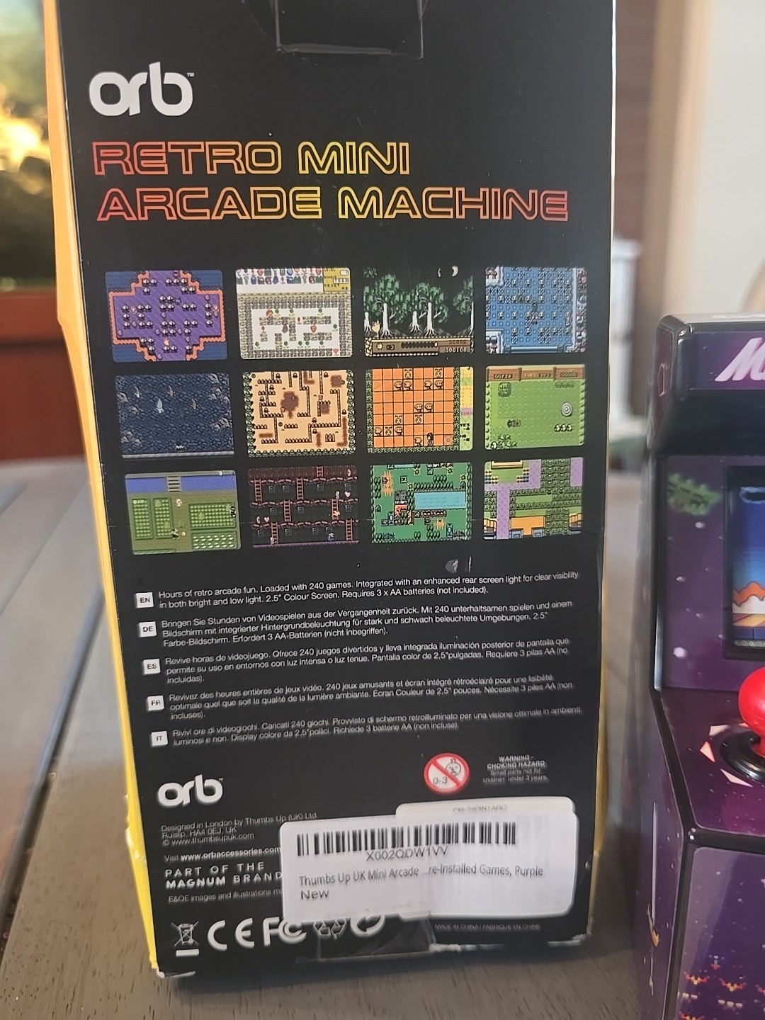 ORB Retro Mini Arcade Machine 240 Built-In Games 2.5″ Color Screen NEW Damage Bx