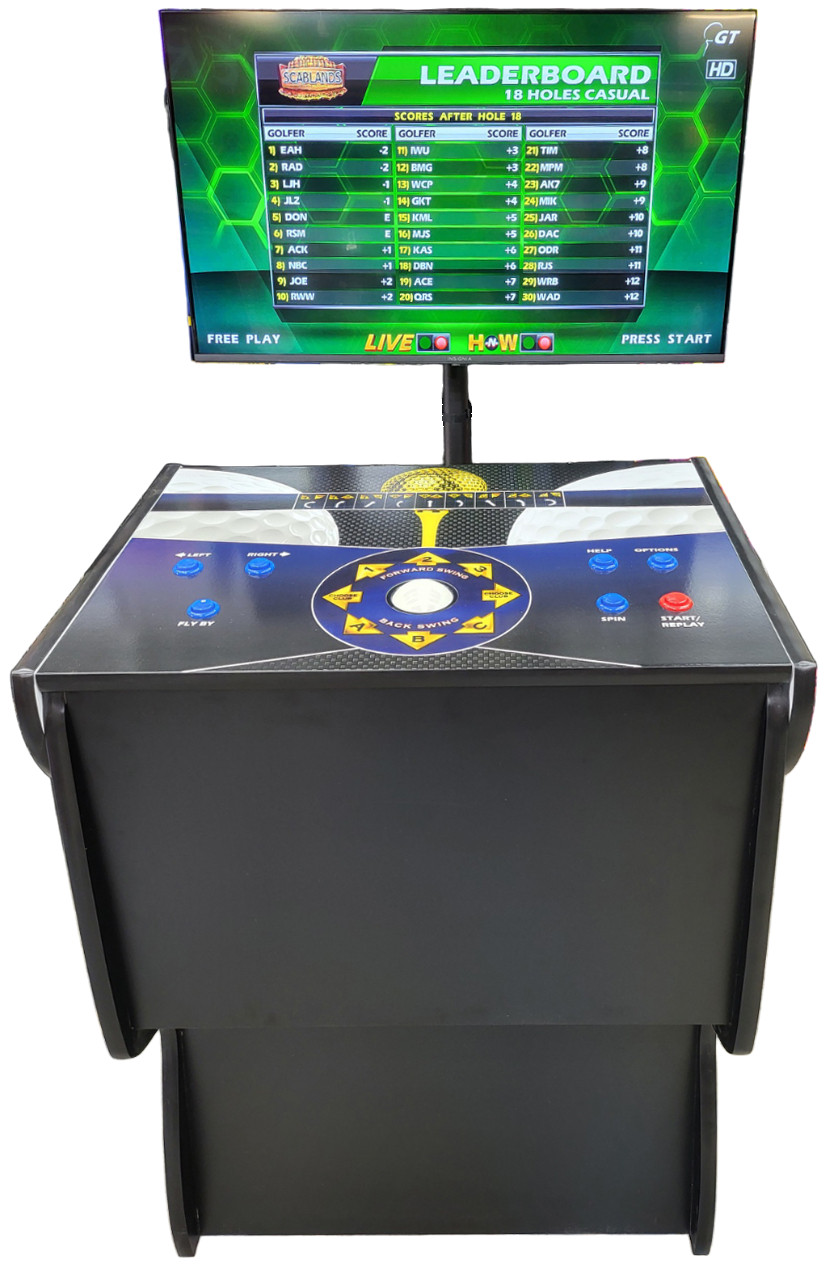 GOLDEN TEE 2024 Golf NEW Pedestal Cabinet Arcade Sports Game Fore! 40″ LCD