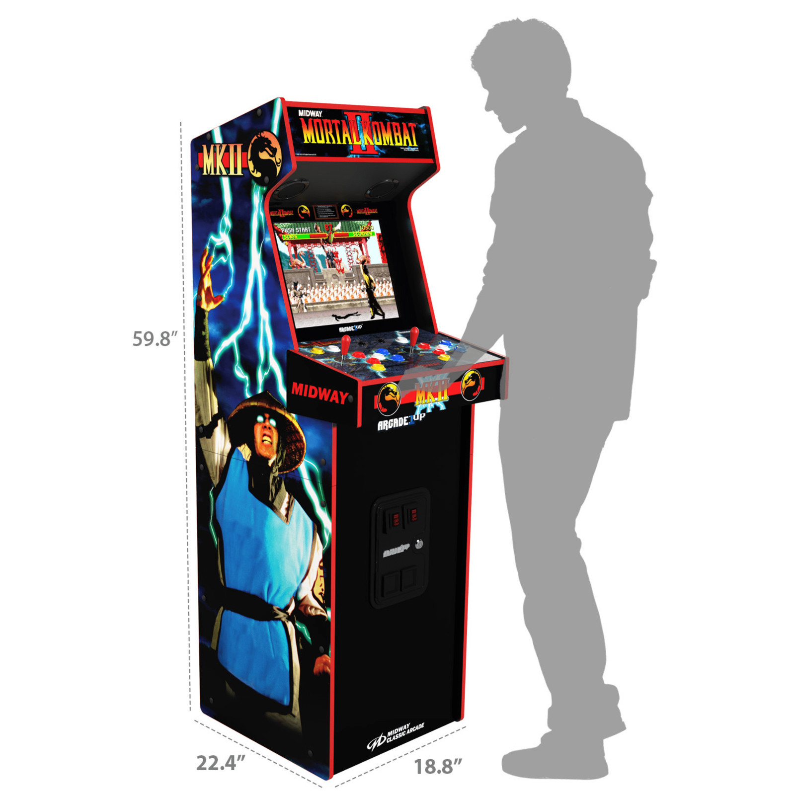 Arcade1Up Deluxe Arcade Cabinet Mortal Kombat II 14 Games Full Size WiFi 5-foot