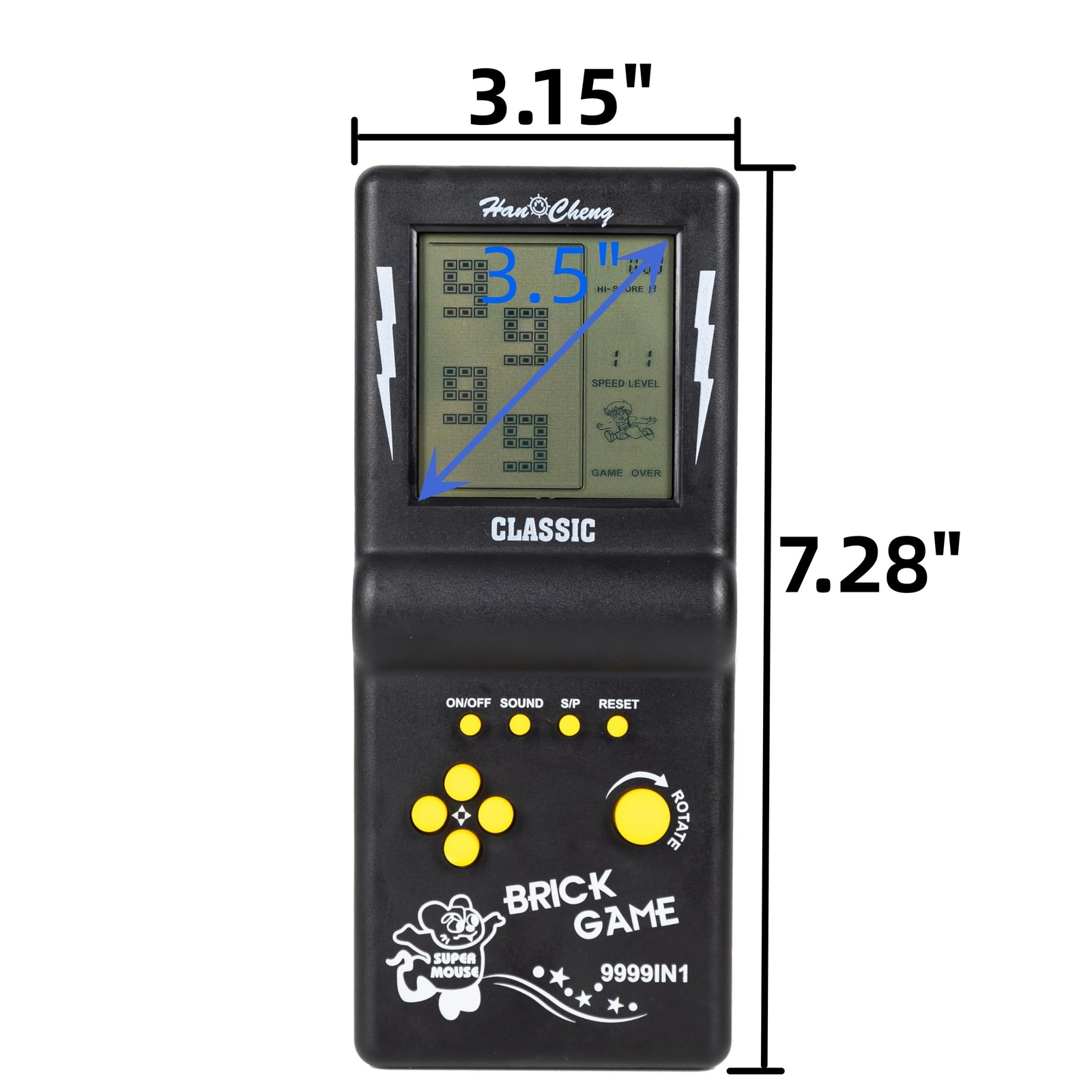 Desyeryamimi 3 Pcs Black Handheld Brick Game 7.28 x 3.15 x 0.79 inches,