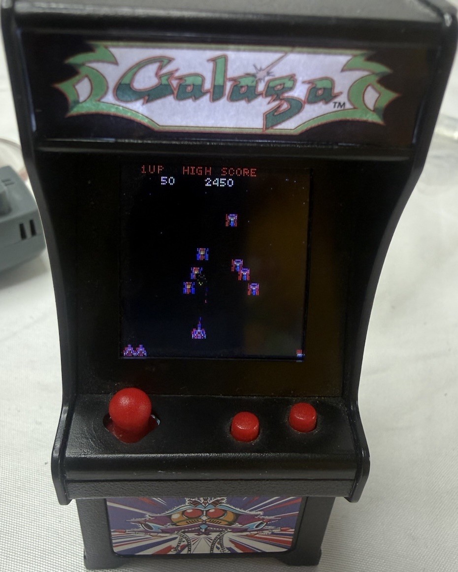 TINY ARCADE Galaga Miniature Arcade Game Battery Powered palm size 1/18 scale