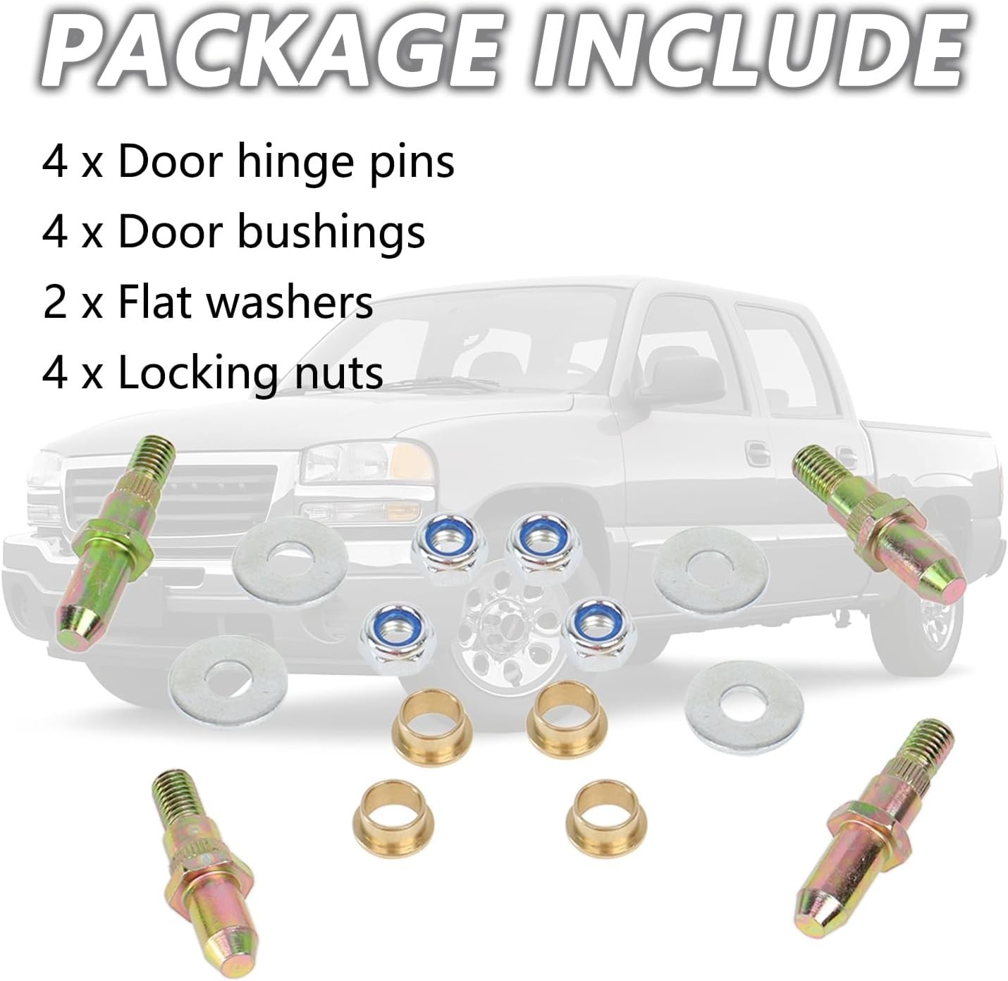 Door Hinge Pin and Bushing Repair Kits Compatible with Chevy GMC 1999-2007