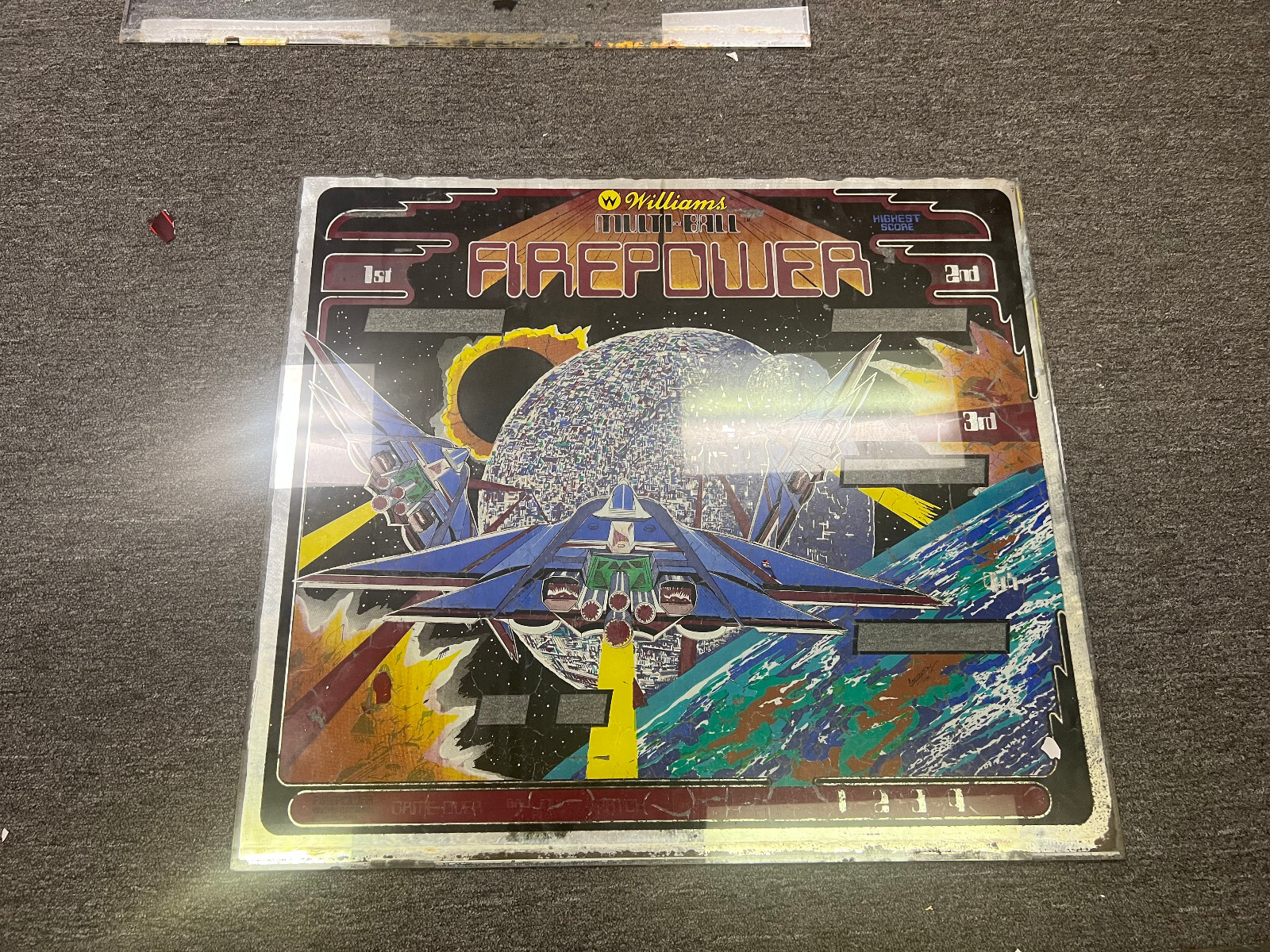 FIREPOWER Pinball BACKGLASS by WILLIAMS 1980
