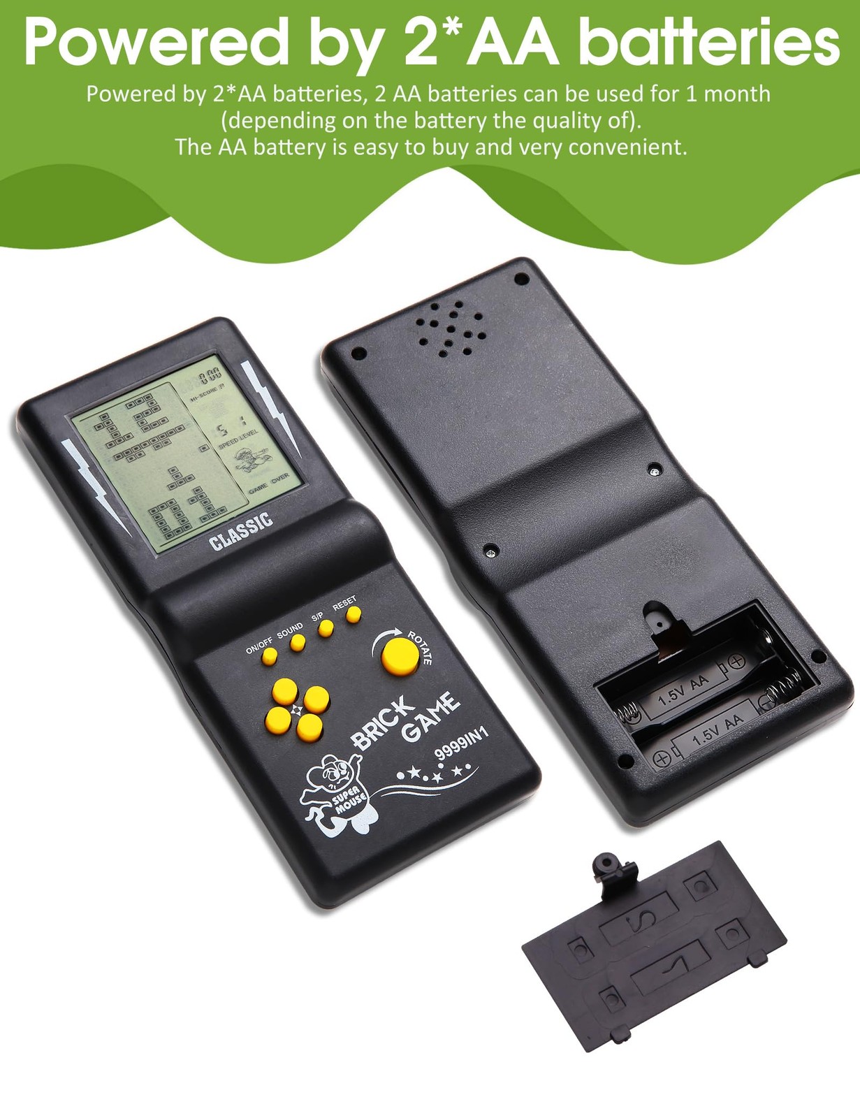 HLF 3.5-inch Large Screen Retro Brick Game Console 18 cm x 8 x 2 cm, Black