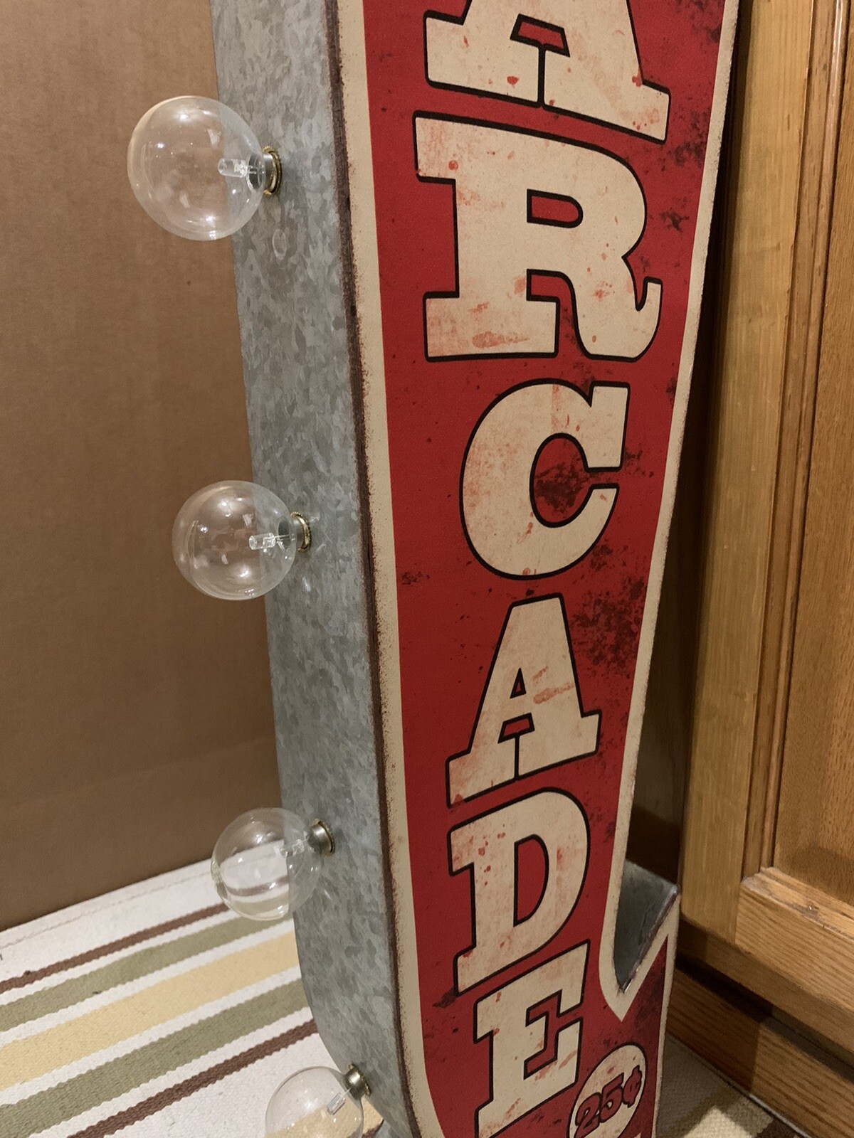 Arcade Light Sign Metal Vintage Style Double Sided Pinball Coin Amusement Arrow