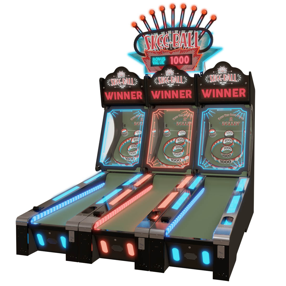 Skee-Ball Glow 10′ Coin-Operated Ticket Redemption Arcade Game
