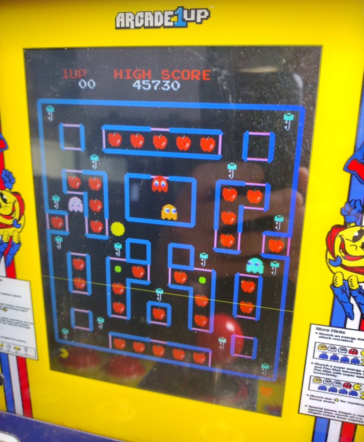 Super Pac-Man Tabletop Retro Arcade Game 4 Games in 1 Arcade-1-Up Works w Issue