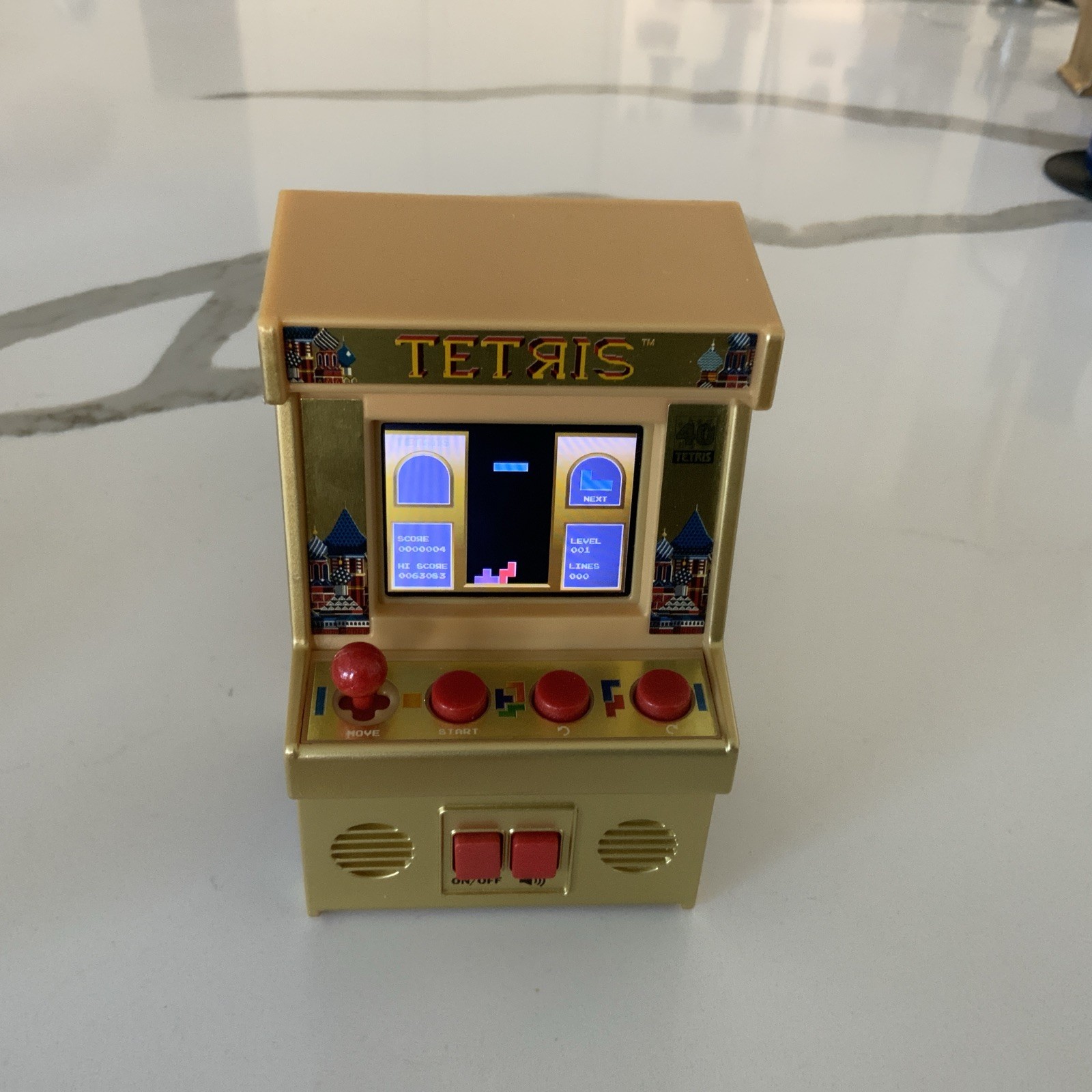 Tetris Hand Held Classic Arcade GOLD Mini Retro VIDEO Game TESTED WORKS FUN