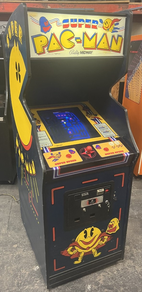 SUPER PAC-MAN ARCADE MACHINE by MIDWAY 1982 (Excellent Condition) *RARE*