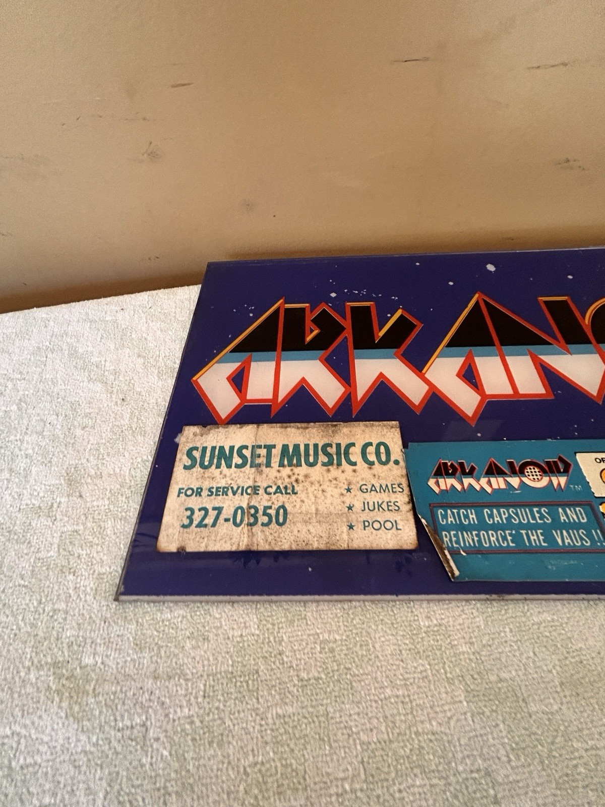 RARE ARKANOID ARCADE GAME MARQUEE VINTAGE CABINET VIDEO PLEXI TAITO 1986