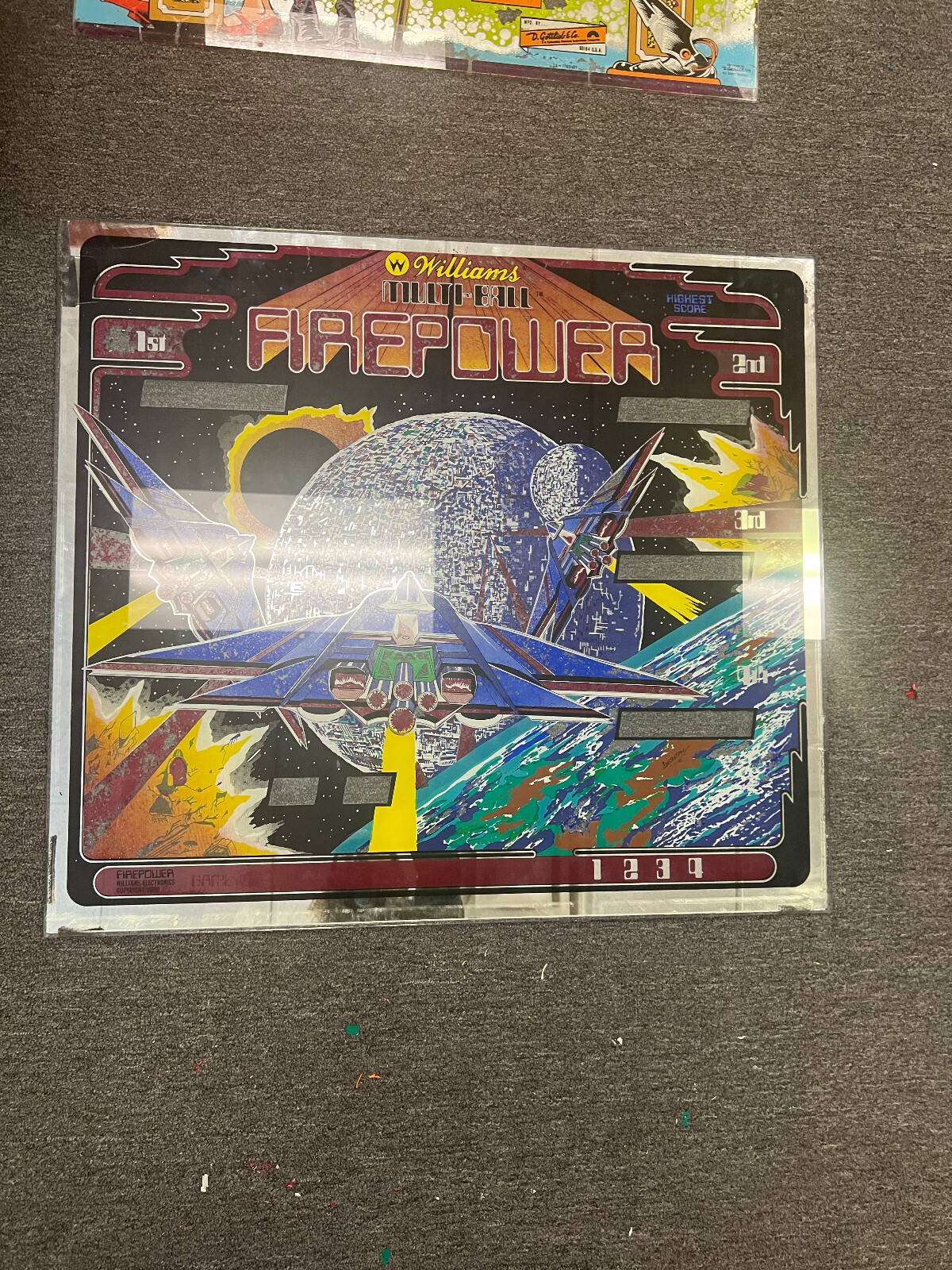 FIREPOWER Pinball BACKGLASS by WILLIAMS 1980