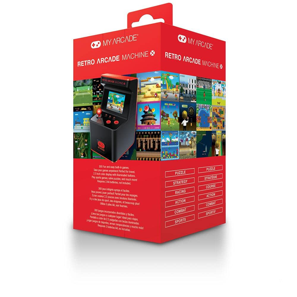 Mini Retro Arcade Machine: 300 Games, 5.75″ Tall, Battery Powered, Color Display
