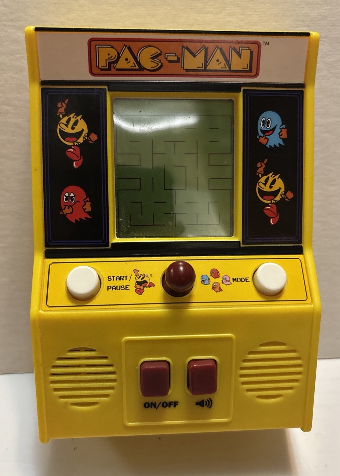 Pac-Man Mini Arcade Handheld Game Pacman Machine Yellow Tested Works Free Ship