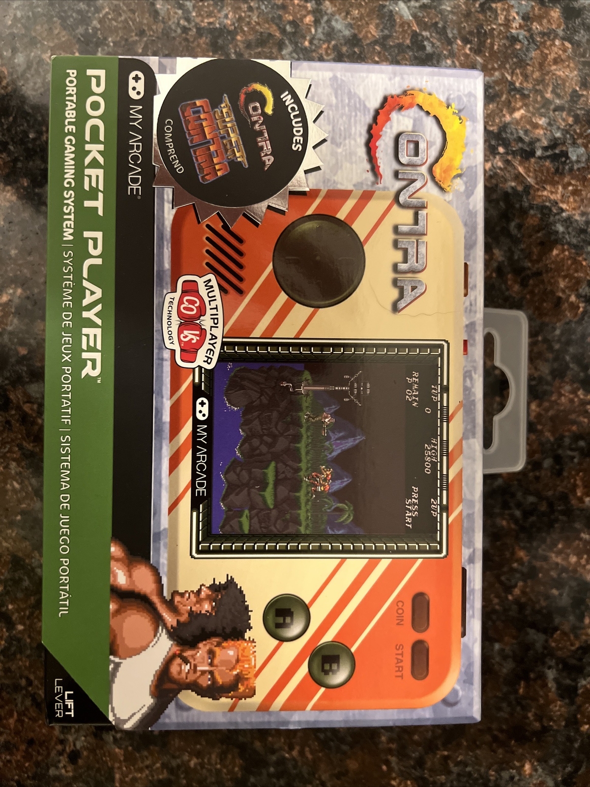 2 My Arcade Contra Pocket Contra and Super Contra, CO/VS Link for CO-OP Action,