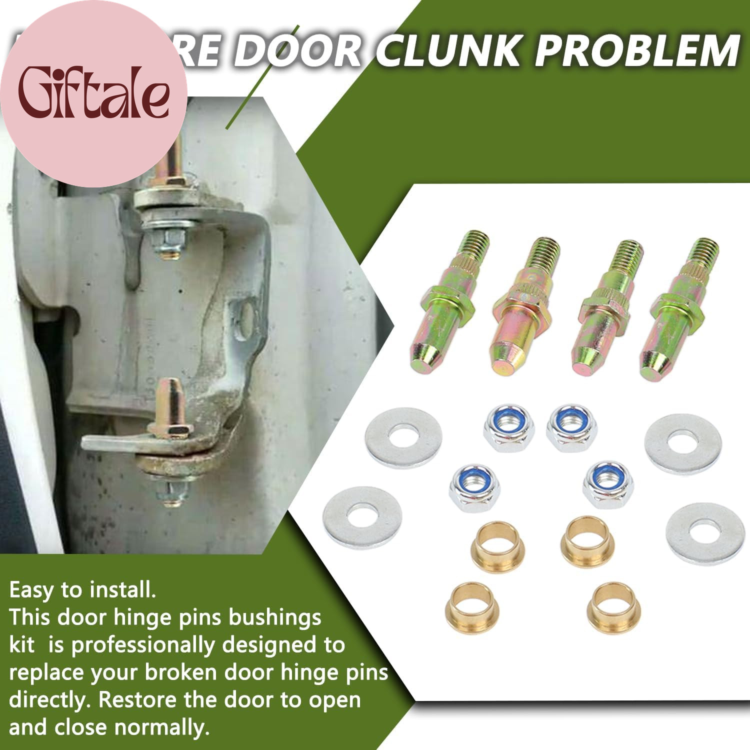 Door Hinge Pin and Bushing Repair Kits Compatible with Chevy GMC 1999-2007 Chevr