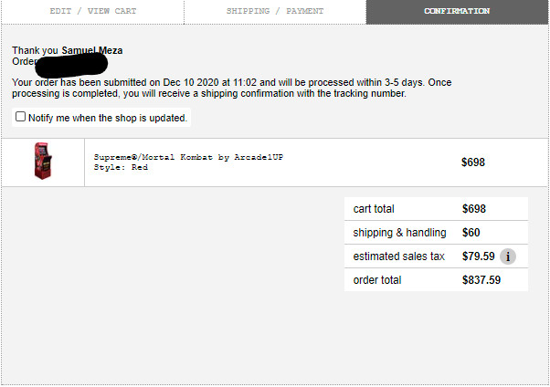 Supreme Mortal Kombat by Arcade1UP Arcade Machine *ORDER CONFIRMED*