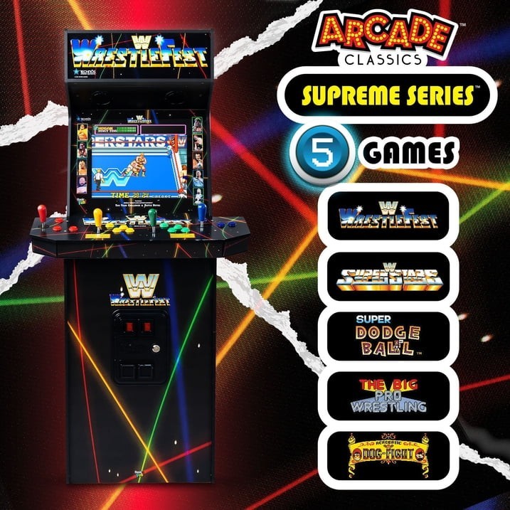 4 Player WWE Supreme Series Premium Arcade Cabinet, 5 Games Included