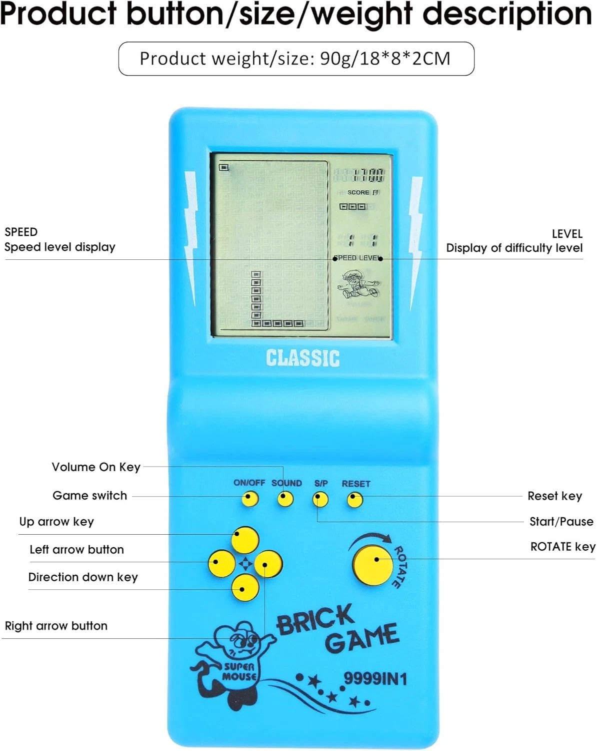 3.5-Inch Large Screen Retro Brick Game Console for the 80S/90S Building Block Ra
