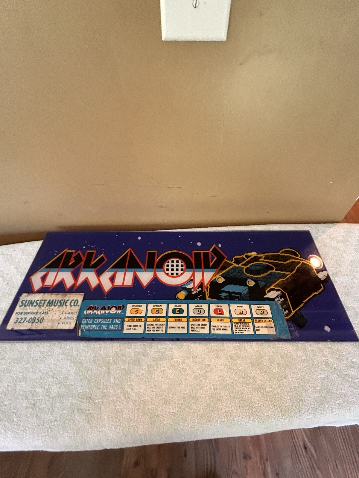 RARE ARKANOID ARCADE GAME MARQUEE VINTAGE CABINET VIDEO PLEXI TAITO 1986