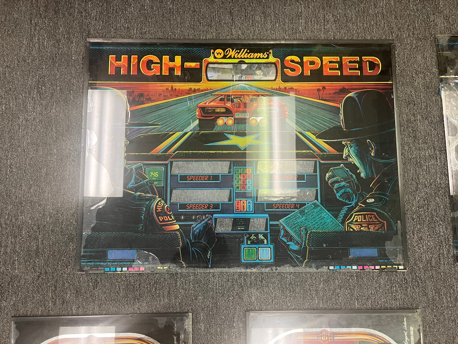 HIGH SPEED Pinball BACKGLASS by WILLIAMS 1986