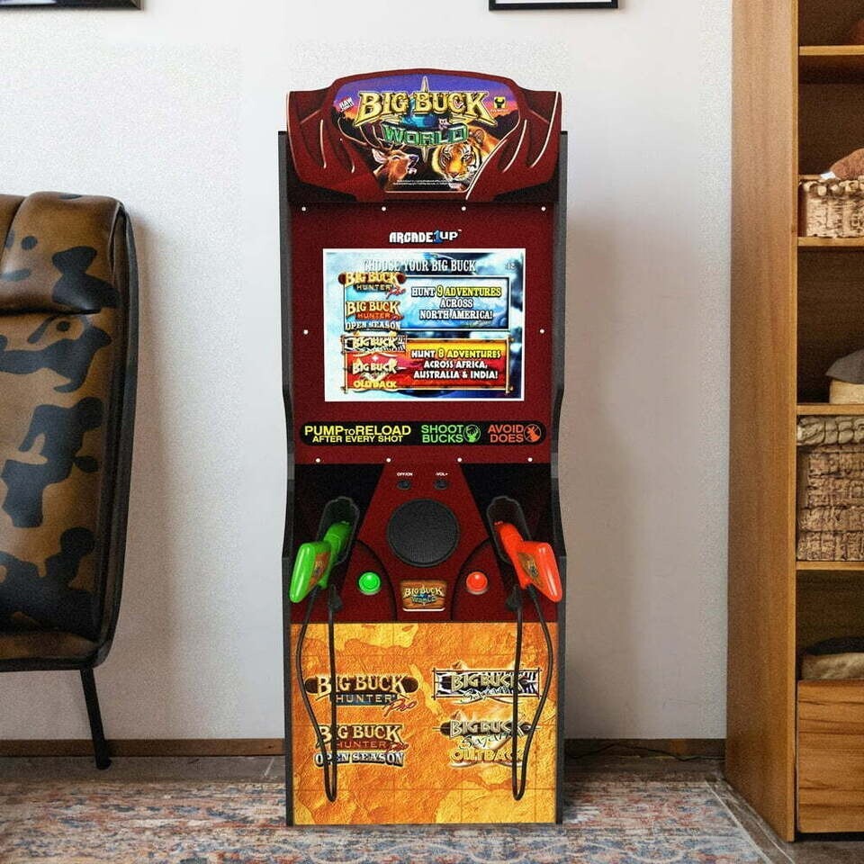 4 Ft Arcade1Up Big Buck Hunter World Classic Arcade Machine 2 Light Gun Rifles
