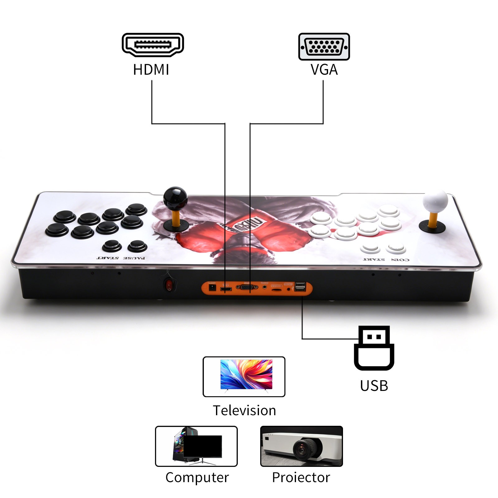 Pandora’s Box Arcade Game Console 720P Plug & Play Custom Button Setup VGA HDMI