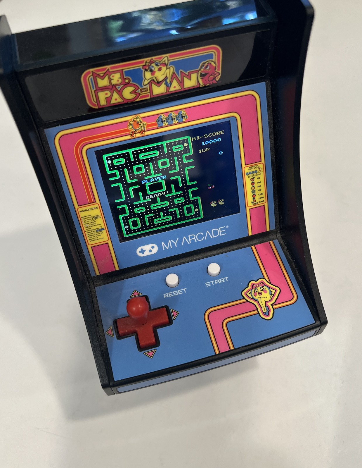 Ms. Pac-Man My Arcade 7” Mini Arcade Machine Video Game Bandai Namco ~ Working