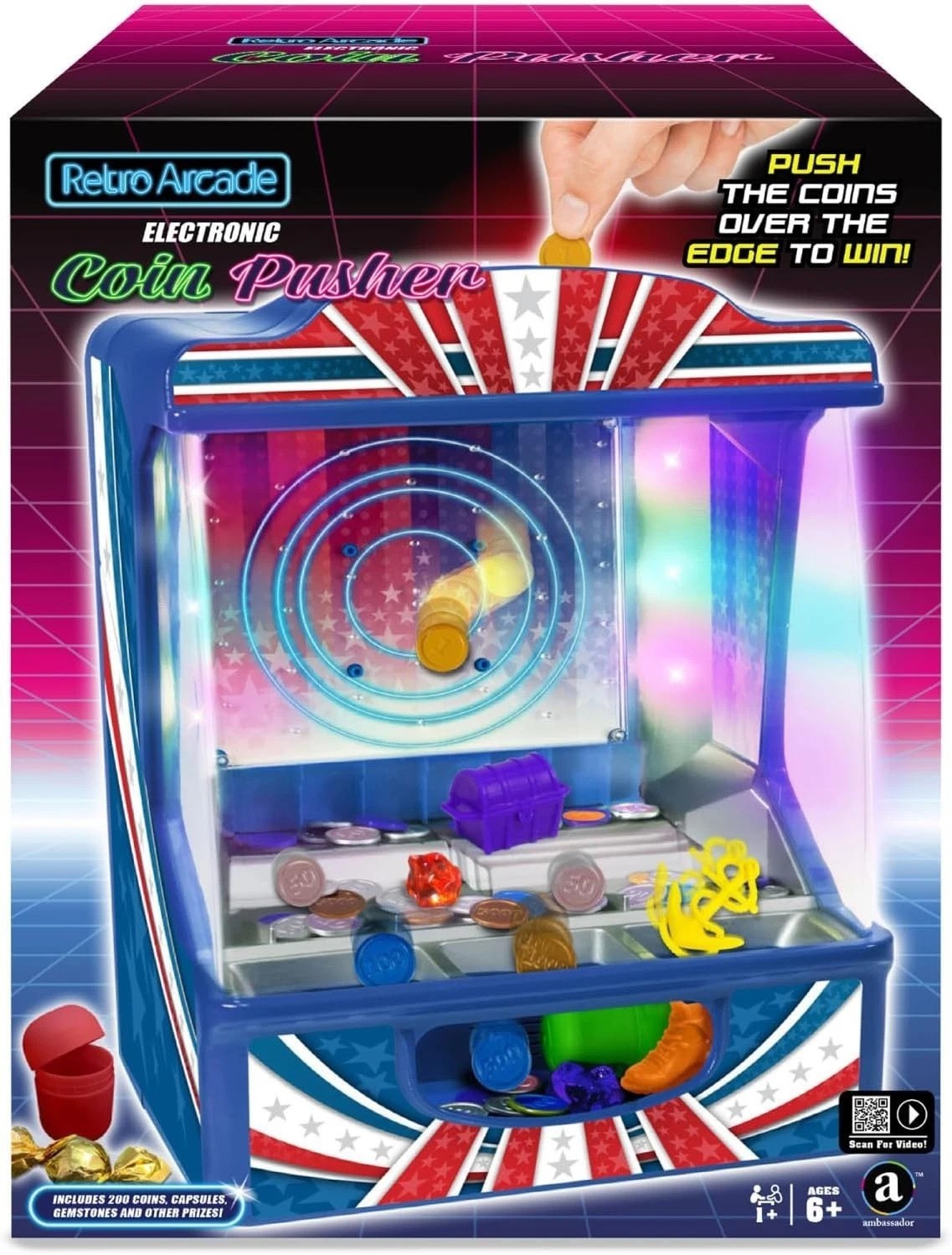 Retro Arcade Electronic: Coin Pusher – Tabletop Game, Push The Coins Over The…