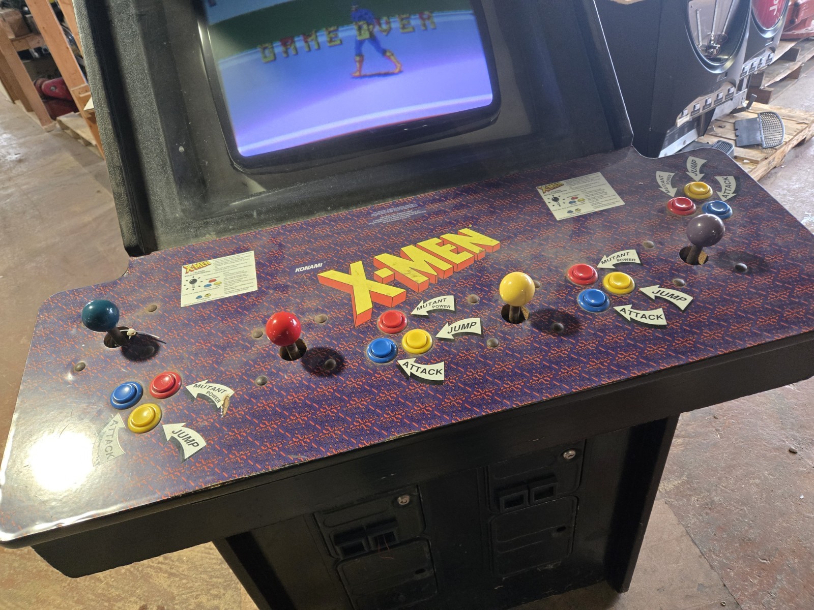 Konami X-Men Video Aracade 4 Player 25″ Upright PN 065251 – READ – FREE SHIPPING