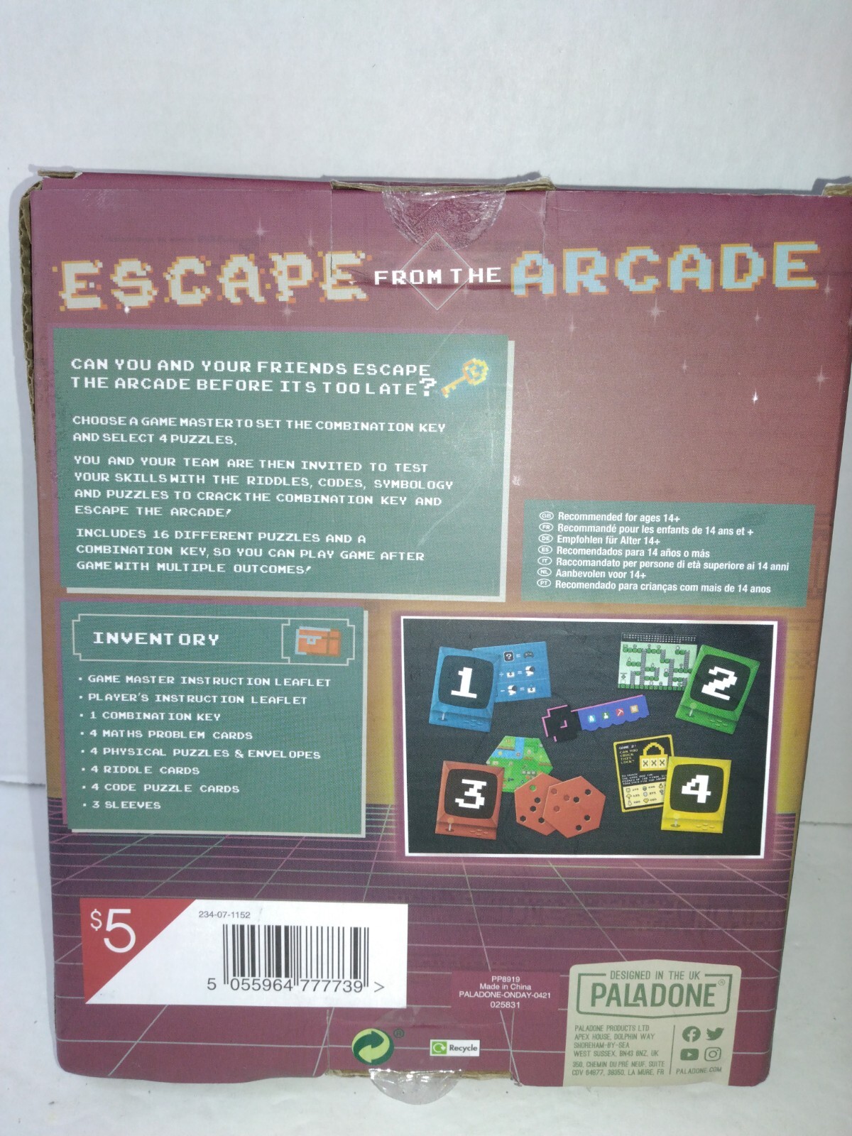 Paladone Escape from the Arcade The Game, Riddles & puzzles game New Open Box