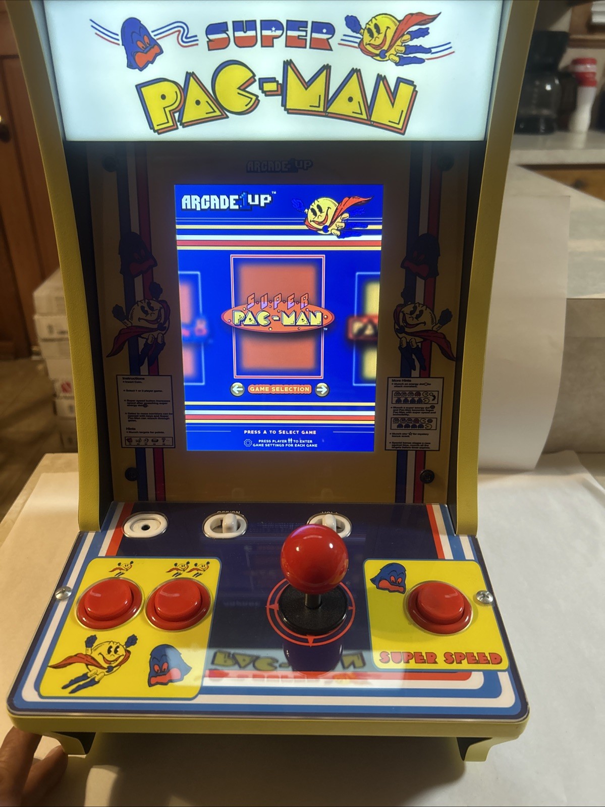 Arcade 1UP Super PAC-Man Counter Top Arcade Machine 4 Games – Tested/Working!