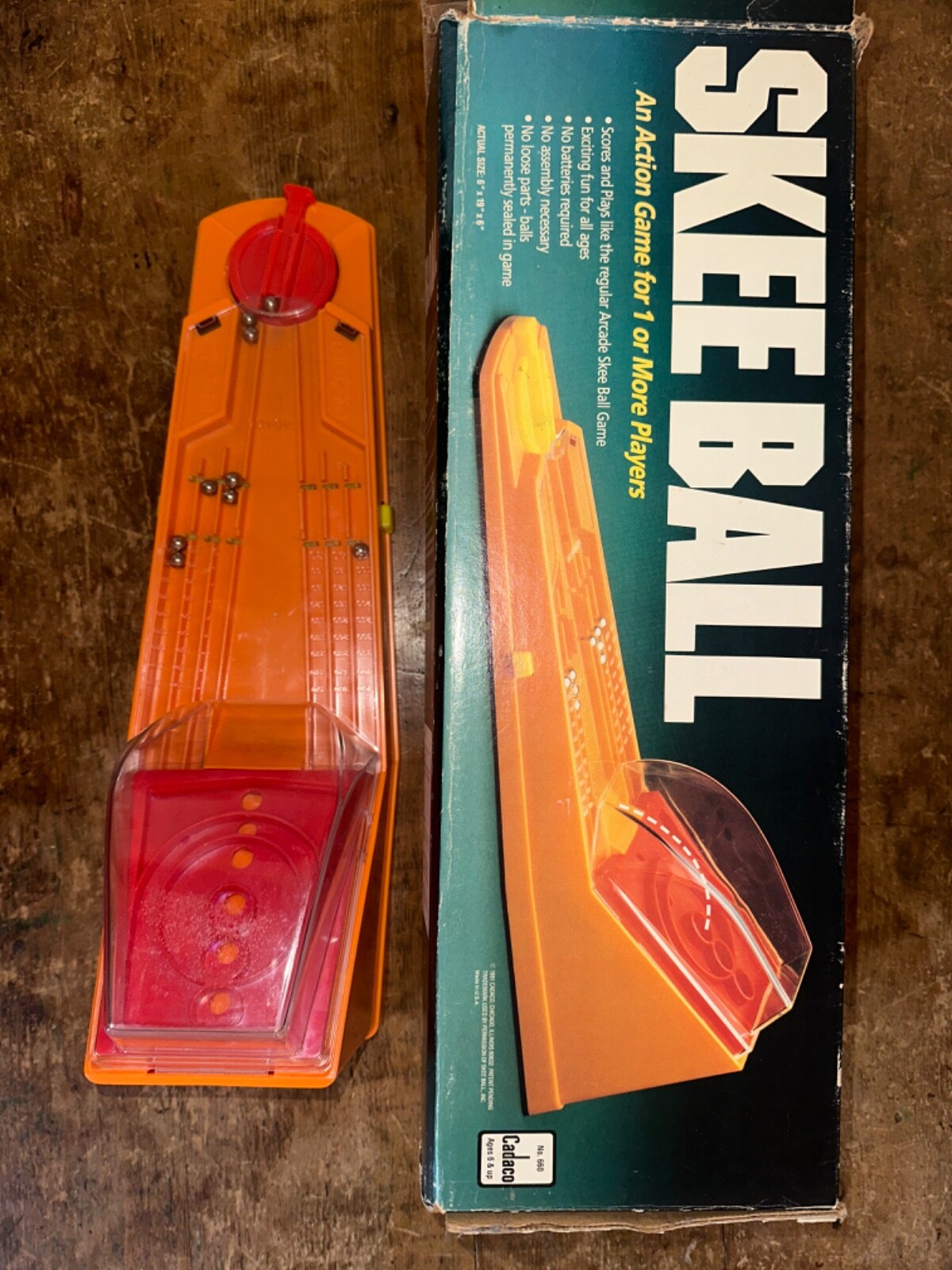 skee ball action game for one or more players. 6”x19” x6” 1981 CADACO