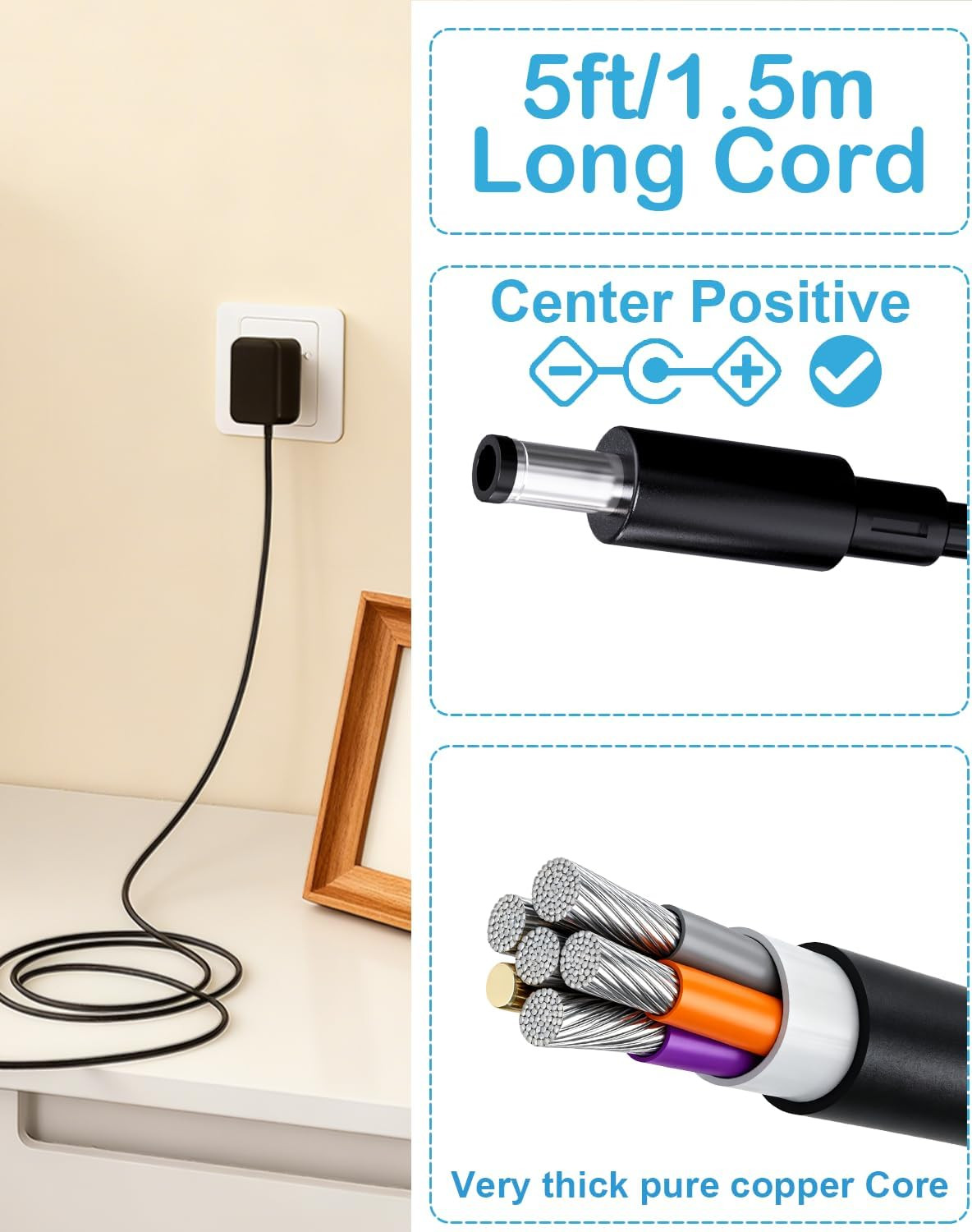For Arcade 1Up Power Cord, 12V Power Supply Adapter for Arcade1Up Game Machine R