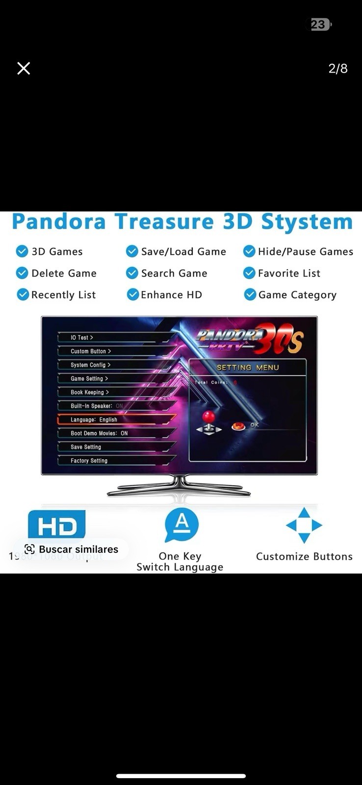 Pandora Box Retro Video Game Double Stick Arcade Console with 10000 Games in 1